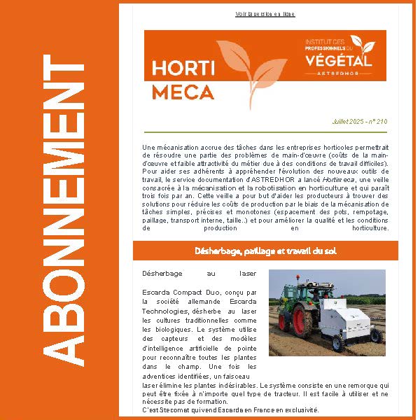 Bulletin de veille "Hortimeca". Abonnement 2026